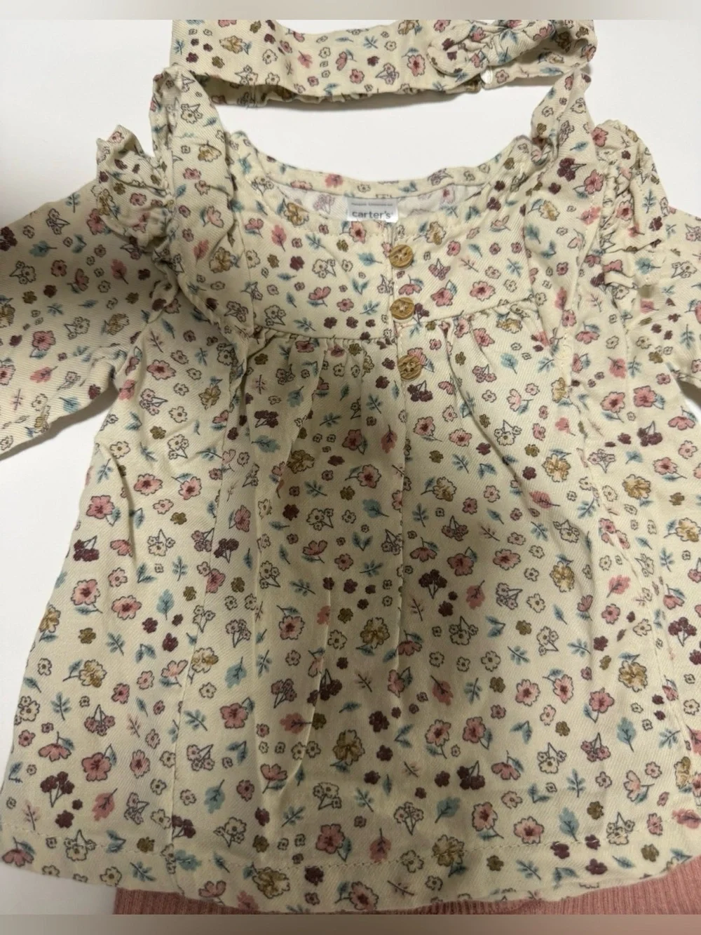 Carter’s Baby Girl 12M 2 outfit Bundle Pink Ballet Hoodie Floral Leggings 4pc